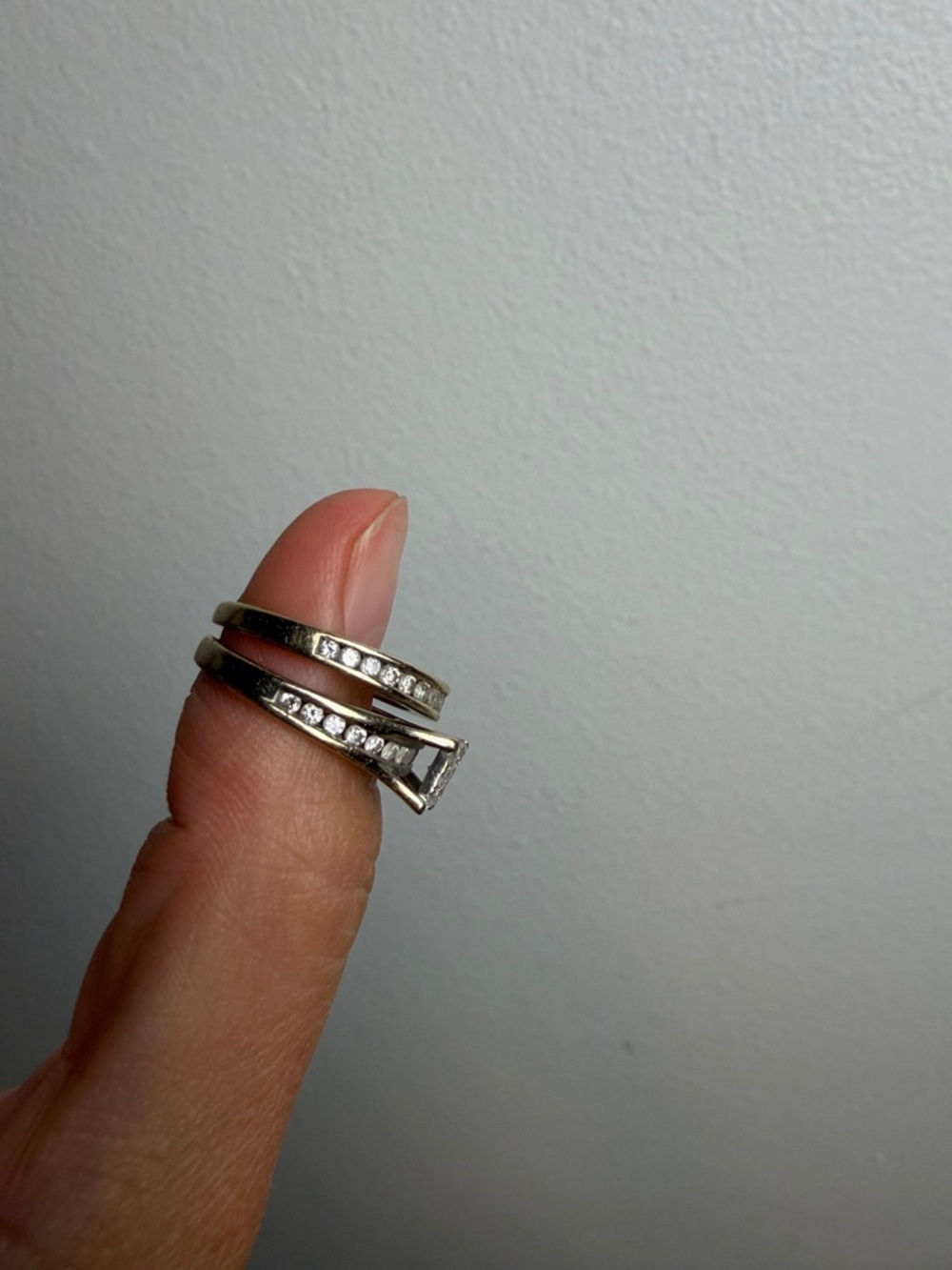 Wedding Band & Engagement Ring Set 14k Gold Diamonds - Picture 3 of 7